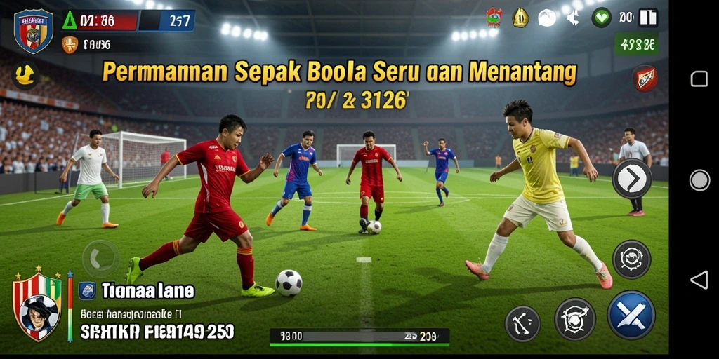 Screenshot gameplay <strong>3126</strong> dengan aksi seru di lapangan sepak bola.