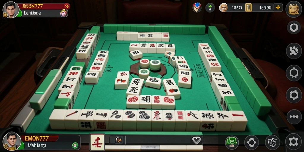 Gameplay menarik dalam EMON777 dengan berbagai ubin Mahjong berwarna.