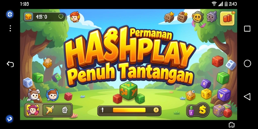 Screenshot gameplay <strong>HASHPLAY</strong> menampilkan serangkaian teka-teki menarik dan tantangan.