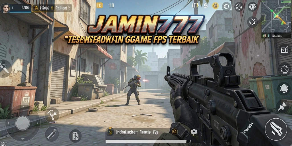 Tampilan dinamis gameplay JAMIN777 dengan aksi FPS yang seru.
