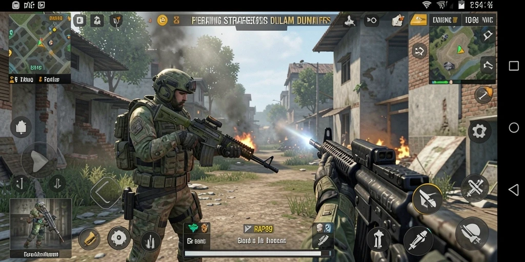 Screenshot utama RAP89 menampilkan pertempuran FPS yang mendebarkan.
