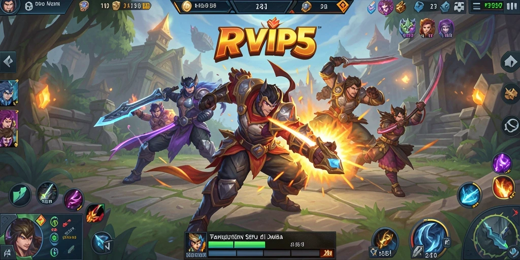 Tampilan action seru dari gameplay RPVIP5 dalam pertempuran MOBA.