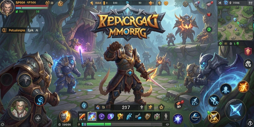 Screenshot utama SP666 menampilkan aksi seru dalam pertempuran MMORPG.
