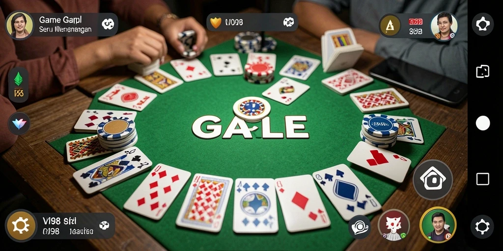 Screenshot permainan V98 yang menampilkan gameplay gaple yang seru.