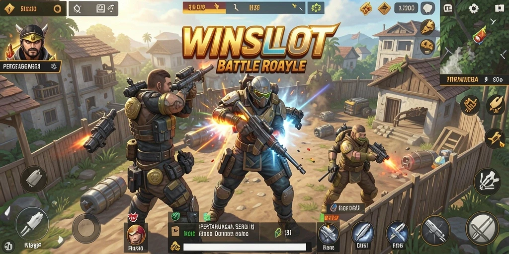 Screenshot gameplay WINSLOT menampilkan aksi Battle Royale yang seru.