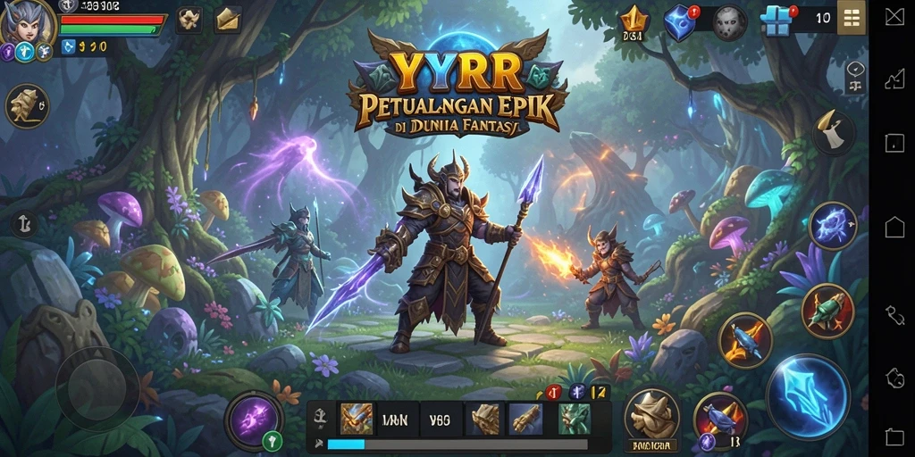 Gameplay RPG YYRR menampilkan petualangan epik dan pertempuran yang mendebarkan.